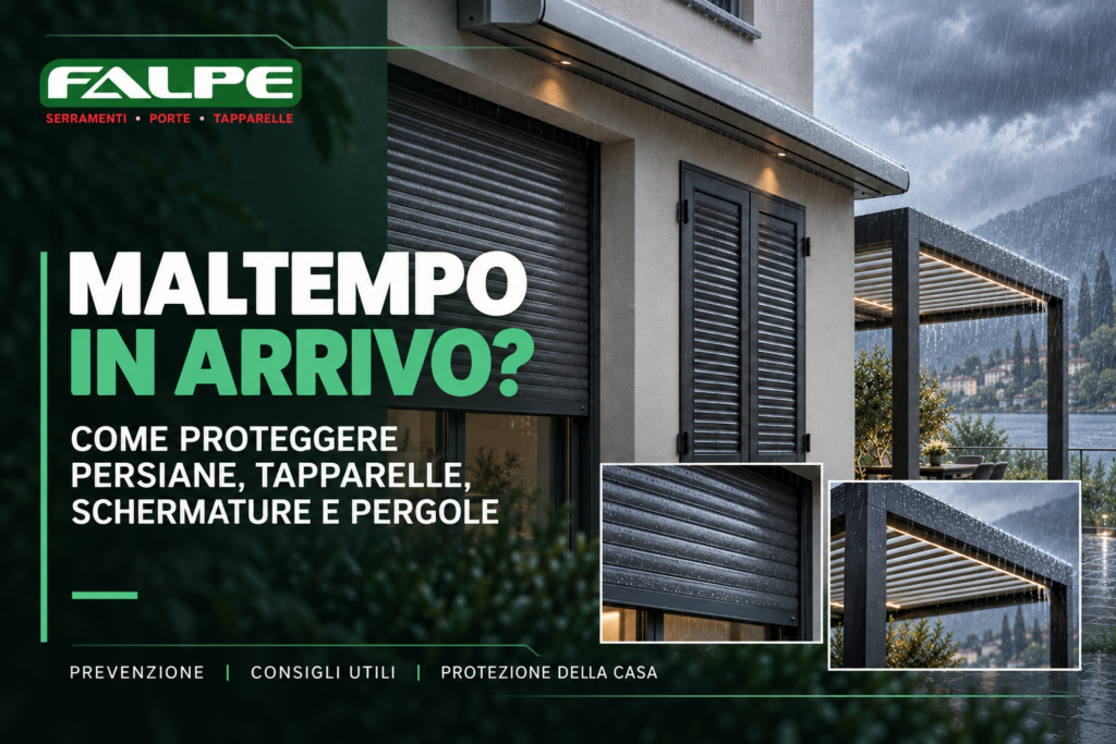Persiane, tapparelle e pergola bioclimatica durante un temporale – consigli FALPE